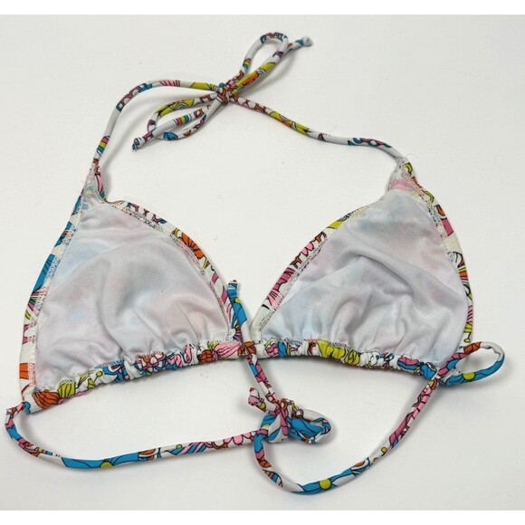Floral Triangle Bikini Top Small Strappy Swimwear Festival Beach Boho Mod Retro - Picture 3 of 4
